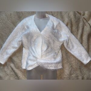 ✨ Jennifer Lopez Cloud-Soft Fuzzy Sweater | White Wrap Top | Cozy Glam Mood ✨